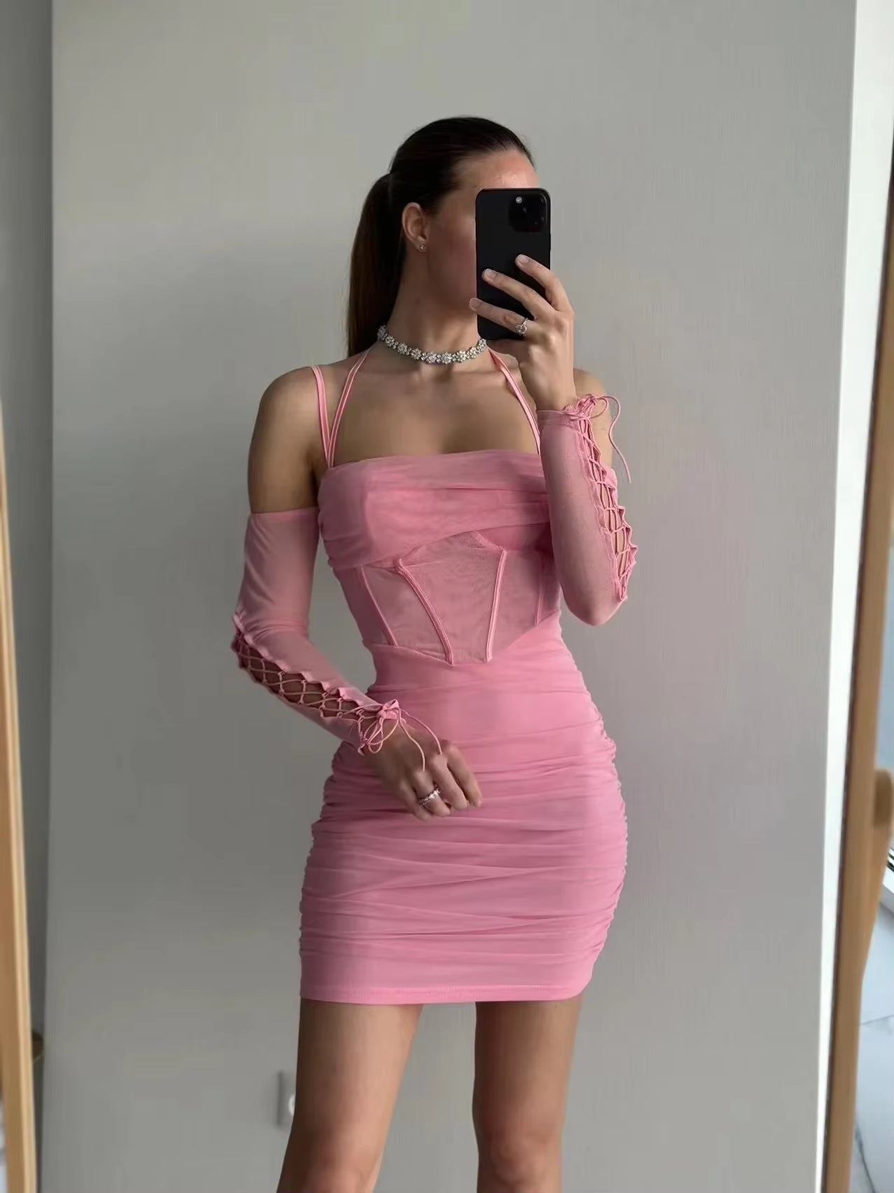 Elegant off the Shoulder Mesh Dress