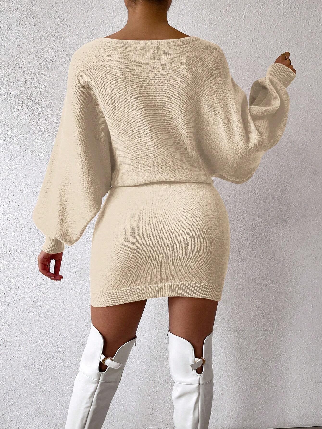 RaffinéA Graphic Pattern Batwing Sleeve Sweater Dress