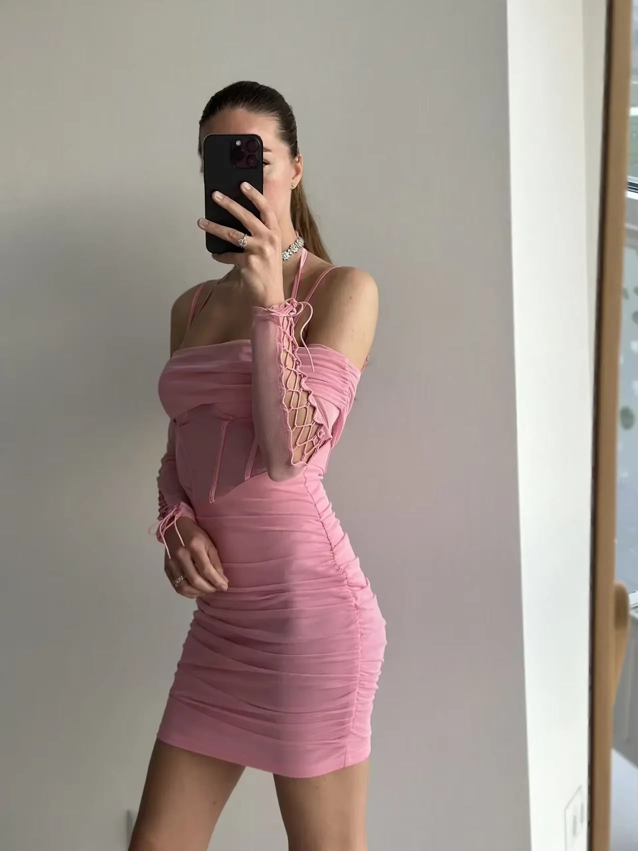 Elegant off the Shoulder Mesh Dress
